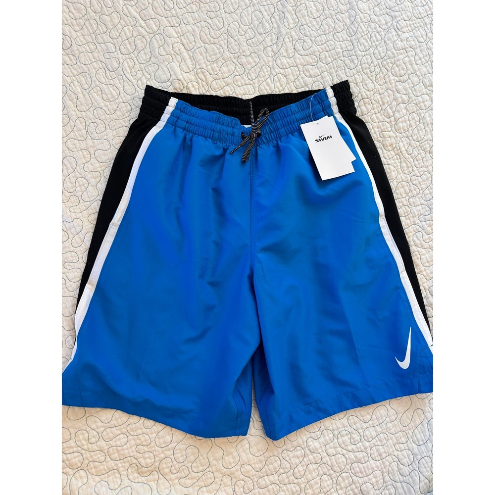 Nike Mens Swim Trunks Blue Colorblock‎ Mesh Lined Bathing Swimsuit Size Small